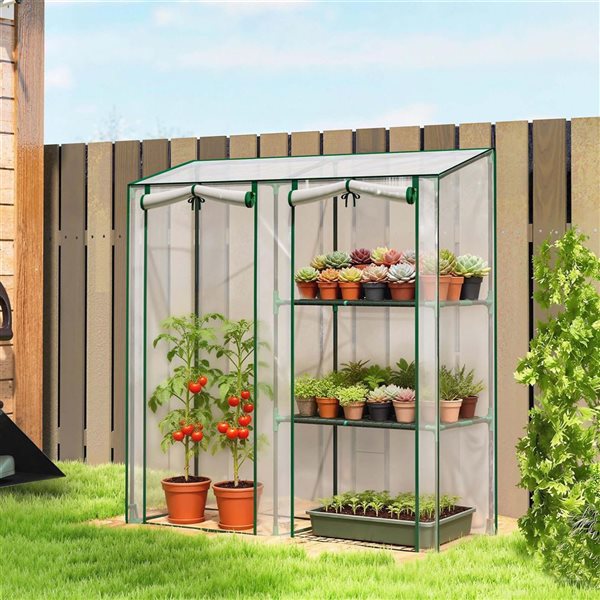 Outsunny 4.7 x 1.48 x 4.95-ft Portable Mini Greenhouse with 3 Shelves
