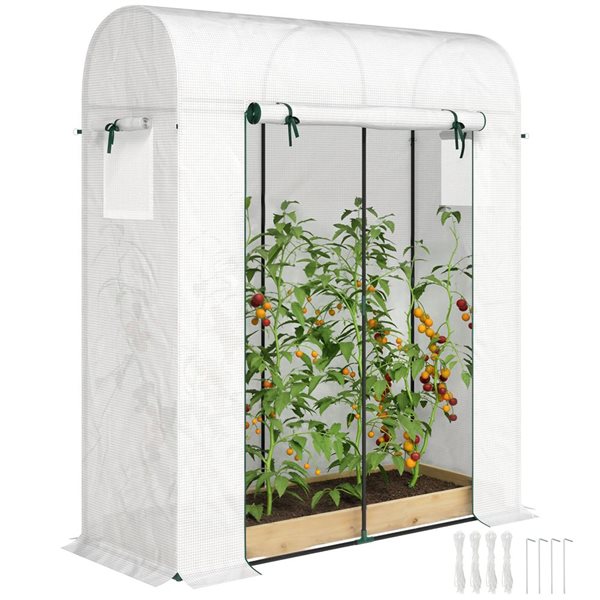 Mini Rona Mini-serre Outsunny 5,58 x 2,23 x 6,56 pi blanche avec fenêtres en ...