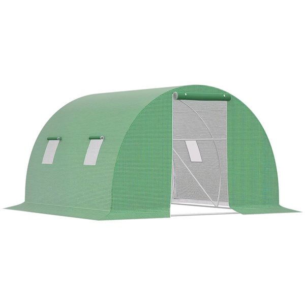 Outsunny 9.8 x 9.8 x 6.6-ft Green Walk-ft Greenhouse with Zipper Door