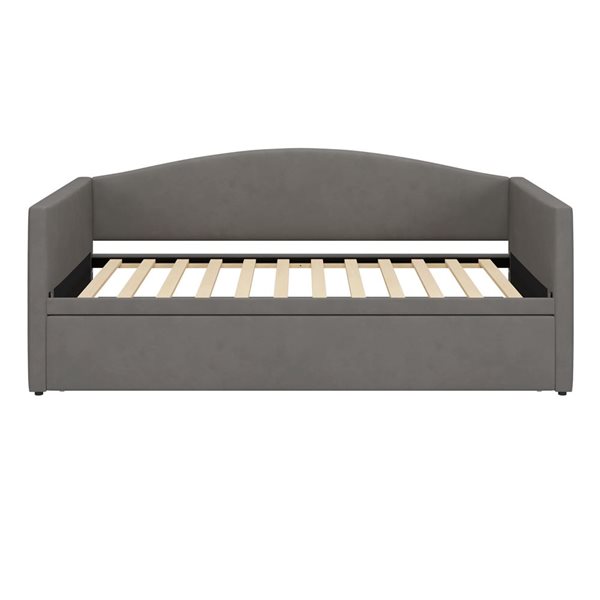 Best Selling Home Decor Modern Twin-Size Upholstered Wooden Extendable Daybed w/ Pull-Out Trundle - Grey