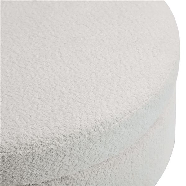 Best Selling Home Decor Modern Uplholstered Round Ottoman Coffee Table w/ Hidden Storage - White