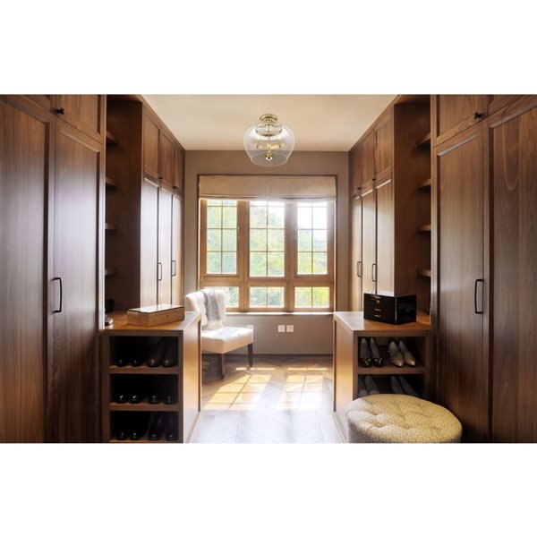 Z-Lite Joliet 3-Light 16-in 60 W Semi Flush Mount Ceiling Light w/ Clear Glass Shade - Burnished Brass