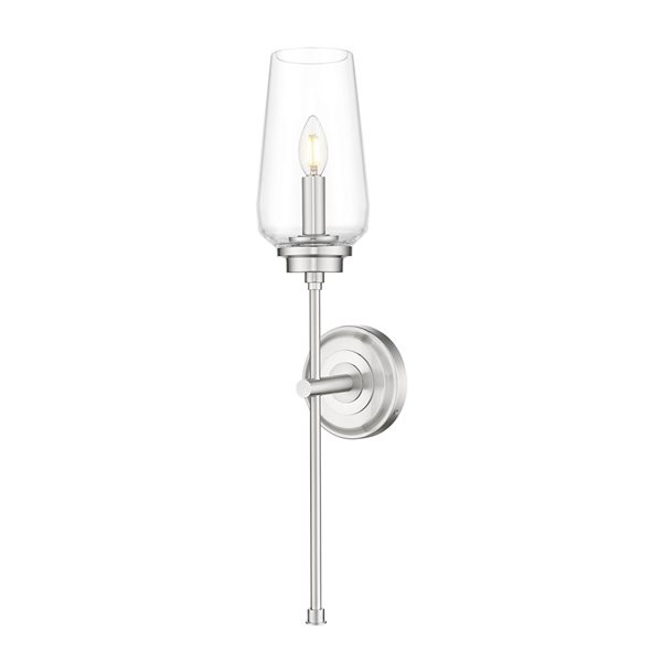 Z-Lite Clara 1-Light 60 W Wall Sconce w/ Clear Glass Shade - Brushed Nickel