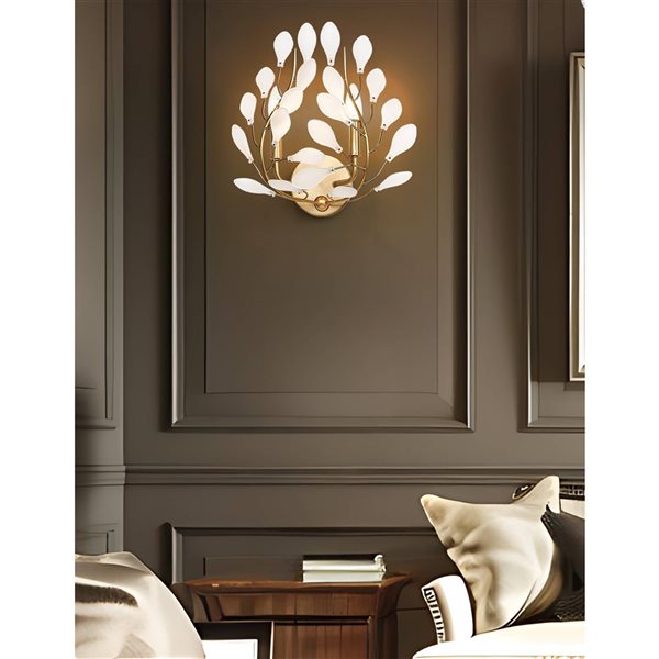 Z-Lite Claudine 2-Light 100 W Wall Sconce w/ Frosted Glass Shade - Modern Gold