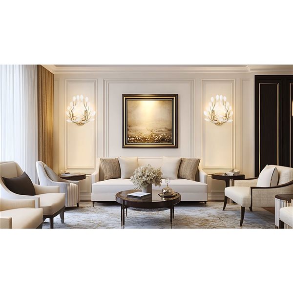 Z-Lite Claudine 2-Light 100 W Wall Sconce w/ Frosted Glass Shade - Modern Gold