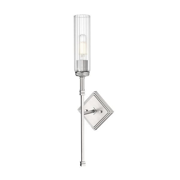 Z-Lite Esme 1-Light 60 W Wall Sconce w/ Clear Glass Shade - Brushed Nickel