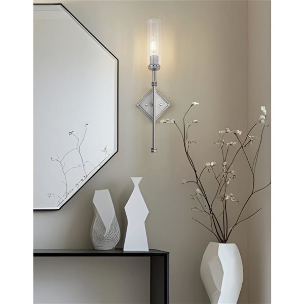 Z-Lite Esme 1-Light 60 W Wall Sconce w/ Clear Glass Shade - Brushed Nickel