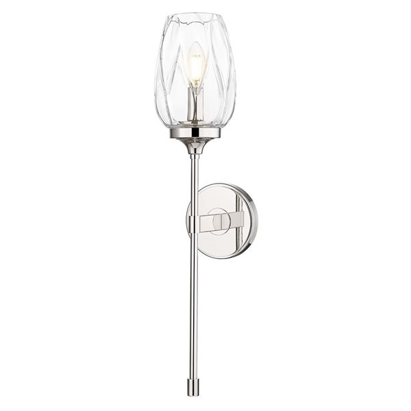 Z-Lite Cassian 1-Light 60 W Wall Sconce w/ Clear Glass Shade - Polished Nickel