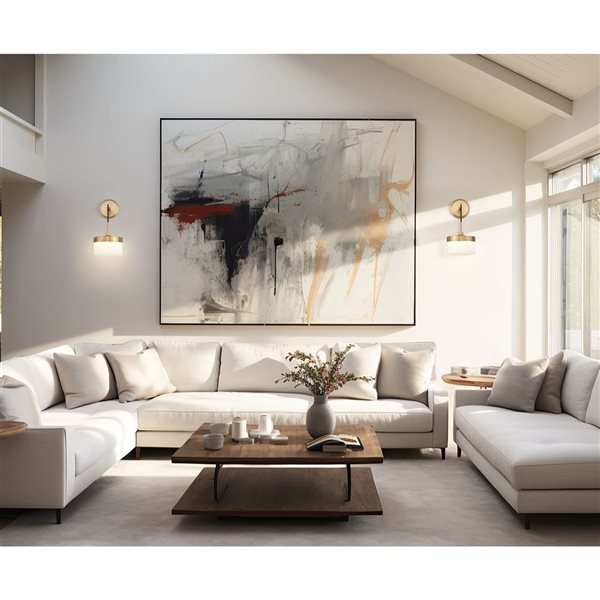 Z-Lite Renaud 1-Light 18 W Wall Sconce w/ Feathered White Glass - Modern Gold