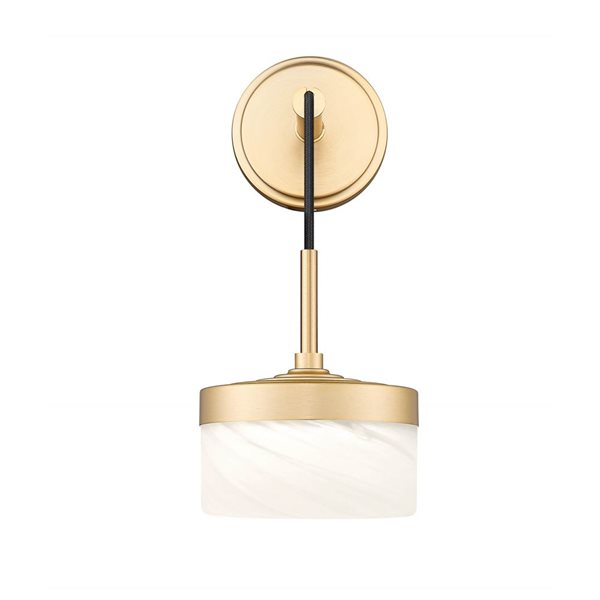 Z-Lite Renaud 1-Light 18 W Wall Sconce w/ Feathered White Glass - Modern Gold