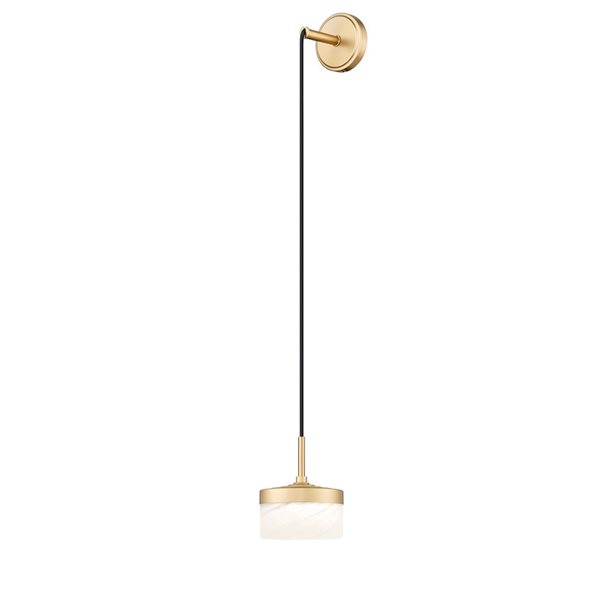 Z-Lite Renaud 1-Light 18 W Wall Sconce w/ Feathered White Glass - Modern Gold