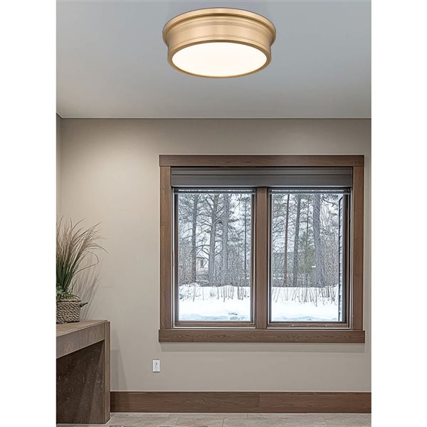 Z-Lite Bentley 1-Light 16-in 40 W Flush Mount Ceiling Light w/ Acrylic Shade - Modern Gold