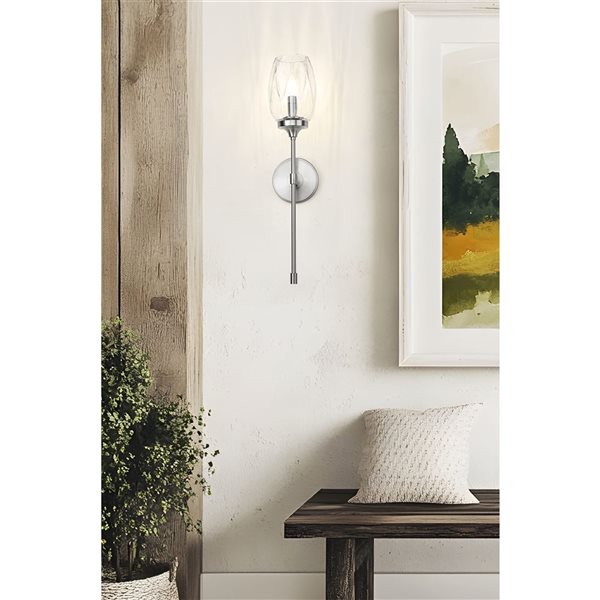 Z-Lite Cassian 1-Light 60 W Wall Sconce w/ Clear Glass Shade - Brushed Nickel