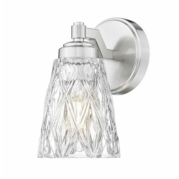 Z-Lite Andree 1-Light 100 W Wall Sconce w/ Clear Glass Shade - Brushed Nickel