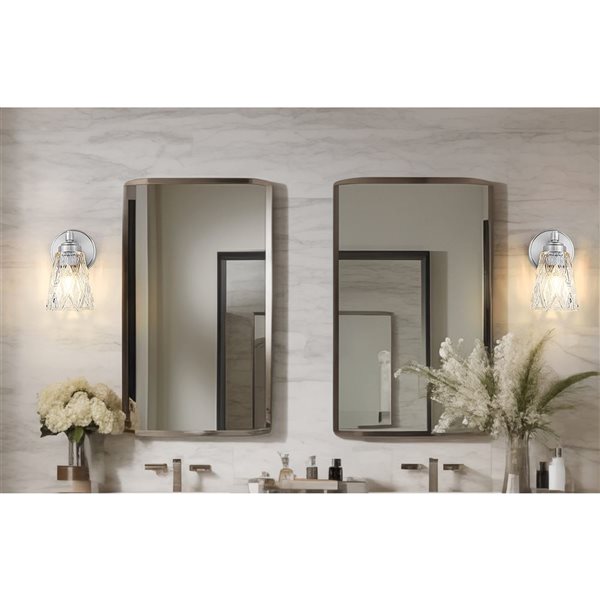Z-Lite Andree 1-Light 100 W Wall Sconce w/ Clear Glass Shade - Brushed Nickel