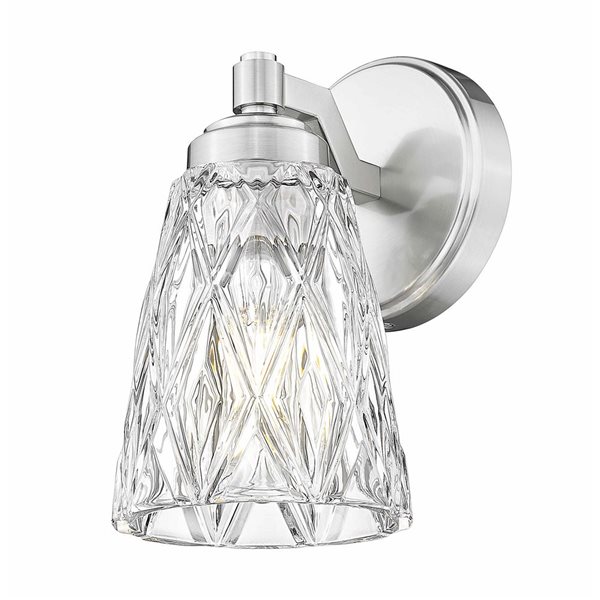 Z-Lite Andree 1-Light 100 W Wall Sconce w/ Clear Glass Shade - Brushed Nickel