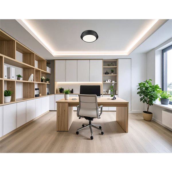 Z-Lite Quasars 1-Light 12-in 24 W Flush Mount Ceiling Light w/ Acrylic Shade - Matte Black