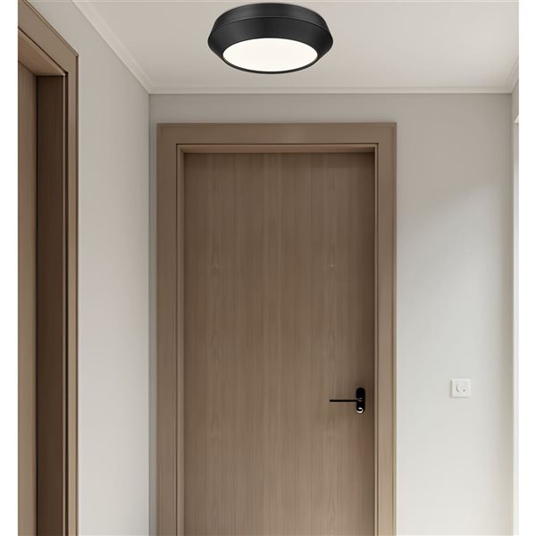 Z-Lite Quasars 1-Light 12-in 24 W Flush Mount Ceiling Light w/ Acrylic Shade - Matte Black