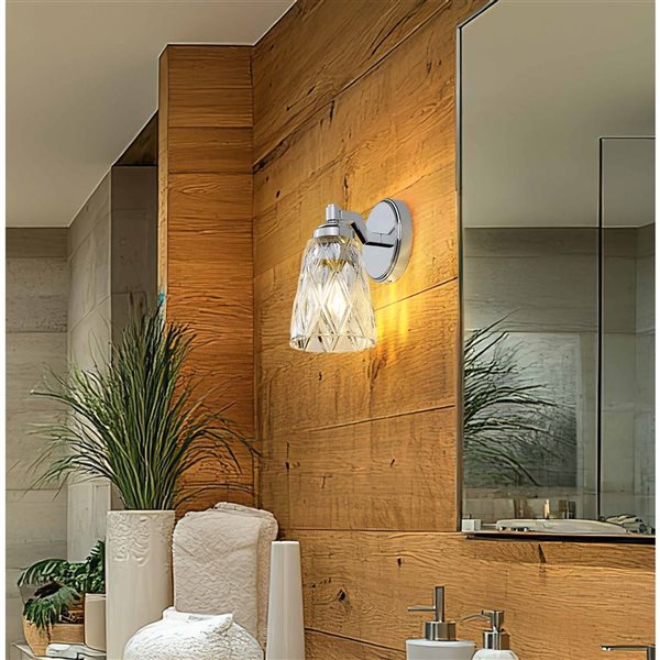 Z-Lite Andree 1-Light 100 W Wall Sconce w/ Clear Glass Shade - Polished Chrome