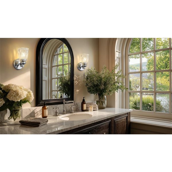 Z-Lite Andree 1-Light 100 W Wall Sconce w/ Clear Glass Shade - Polished Chrome