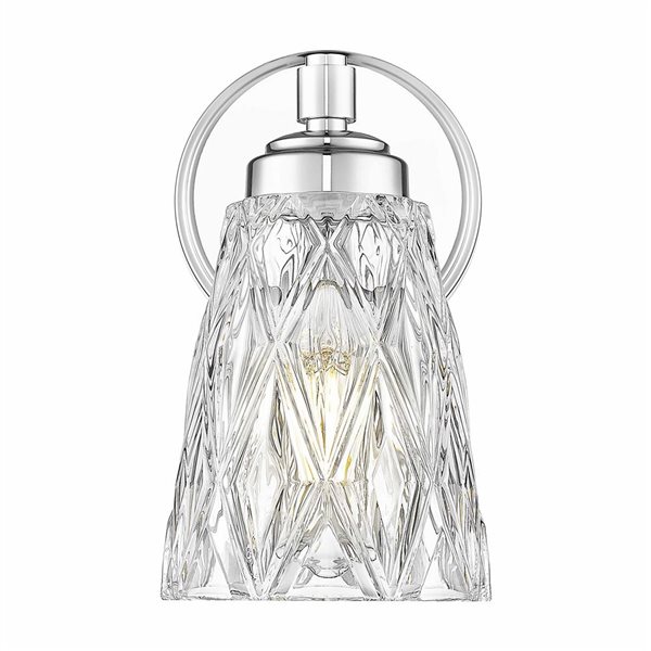 Z-Lite Andree 1-Light 100 W Wall Sconce w/ Clear Glass Shade - Polished Chrome