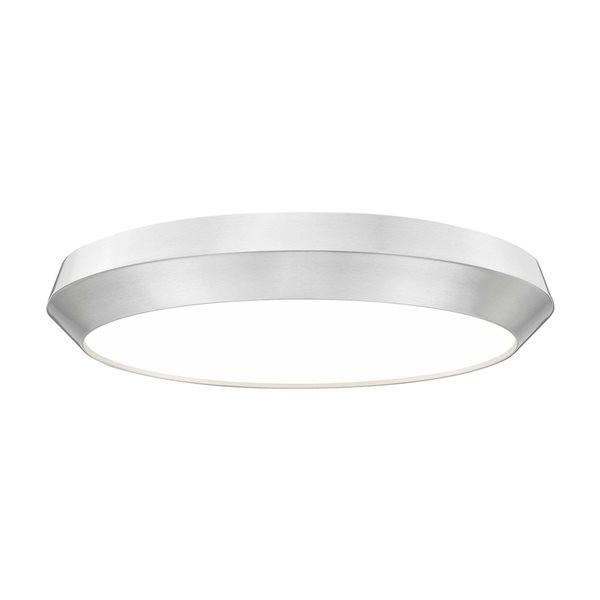 Z-Lite Quasars 1-Light 20-in 50 W Flush Mount Ceiling Light w/ Acrylic Shade - Brushed Nickel
