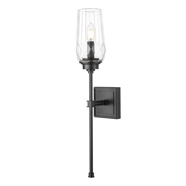 Z-Lite Cosmo 1-Light 60 W Wall Sconce w/ Clear Glass Shade - Matte Black