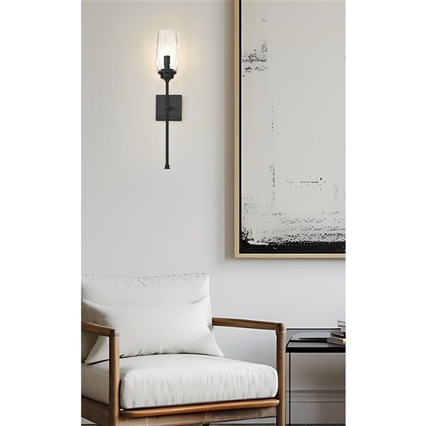 Z-Lite Cosmo 1-Light 60 W Wall Sconce w/ Clear Glass Shade - Matte Black