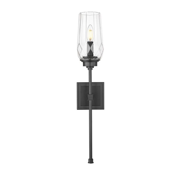 Z-Lite Cosmo 1-Light 60 W Wall Sconce w/ Clear Glass Shade - Matte Black