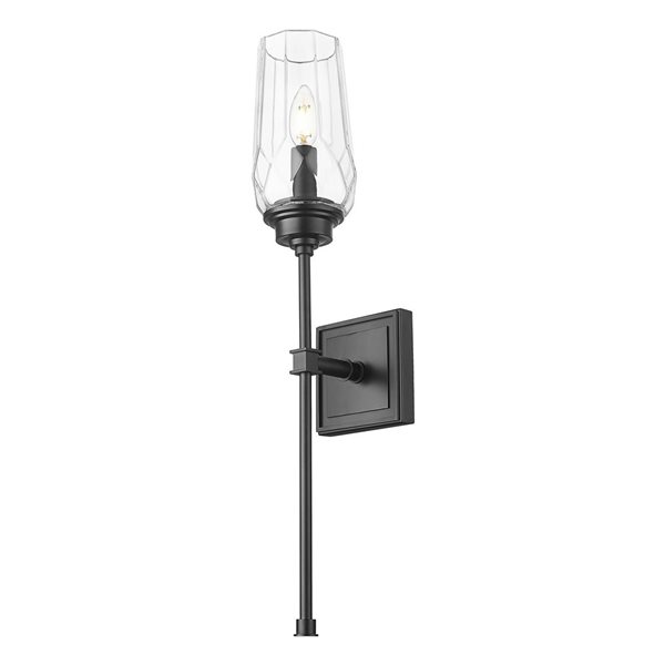 Z-Lite Cosmo 1-Light 60 W Wall Sconce w/ Clear Glass Shade - Matte Black