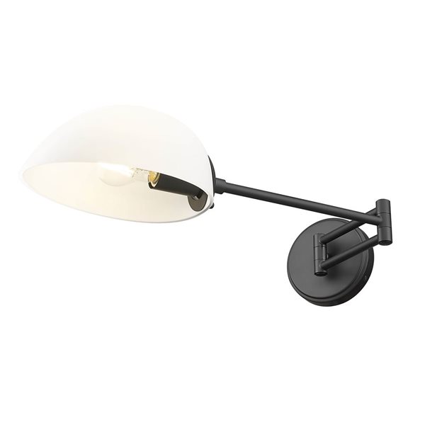 Z-Lite Breton 1-Light 100 W Wall Sconce w/ White Glass Shade - Matte Black