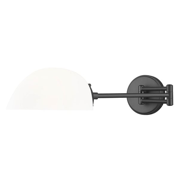 Z-Lite Breton 1-Light 100 W Wall Sconce w/ White Glass Shade - Matte Black