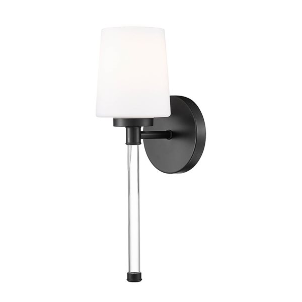 Z-Lite Henri 1-Light 100 W Wall Sconce w/ White Opal Glass Shade - Matte Black