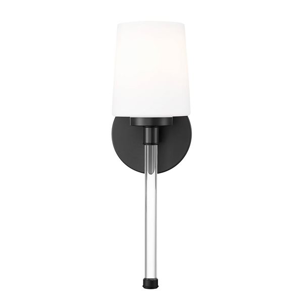 Z-Lite Henri 1-Light 100 W Wall Sconce w/ White Opal Glass Shade - Matte Black