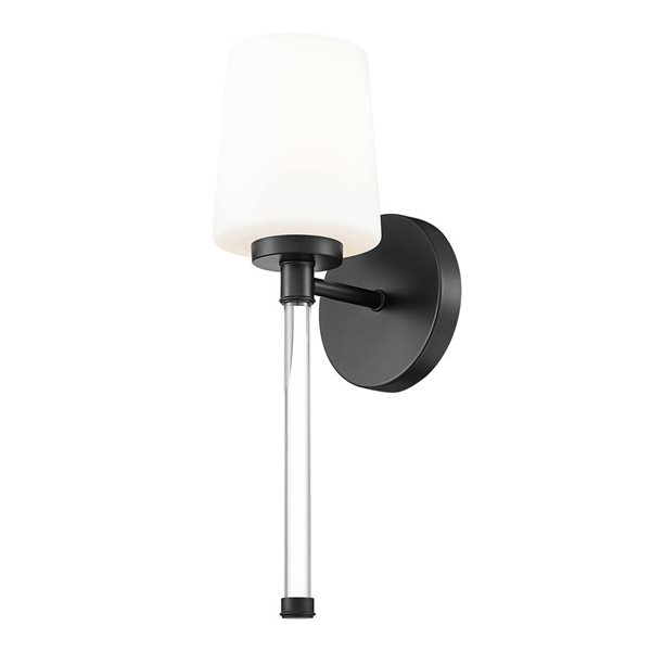 Z-Lite Henri 1-Light 100 W Wall Sconce w/ White Opal Glass Shade - Matte Black