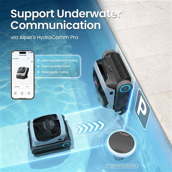 Aiper Scuba N1 Max Cordless Robotic Pool Cleaner w/ Smart Navigation, Horizontal Waterline Cleaning and App Support