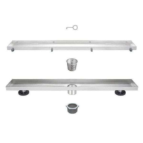 ToWo Eco 36 x 3 x 3-1/8-in Brushed Stainless Steel Linear Shower Drain Tile-in
