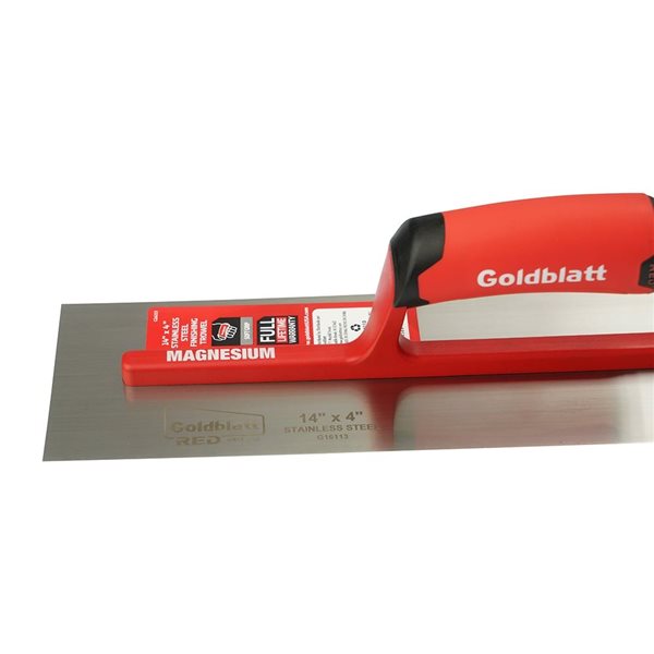 Goldblatt 14 x 4-in Pro Stainless Steel Finish Trowel with Soft Grip Handle