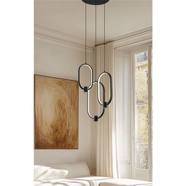 Z-Lite Saros 3-Light Chandelier w/ White Shade - Matte Black