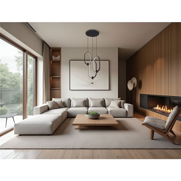 Z-Lite Saros 3-Light Chandelier w/ White Shade - Matte Black