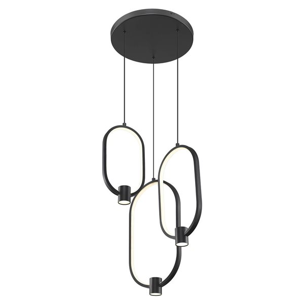 Z-Lite Saros 3-Light Chandelier w/ White Shade - Matte Black