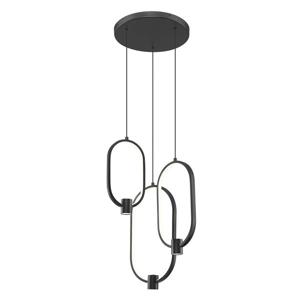 Z-Lite Saros 3-Light Chandelier w/ White Shade - Matte Black