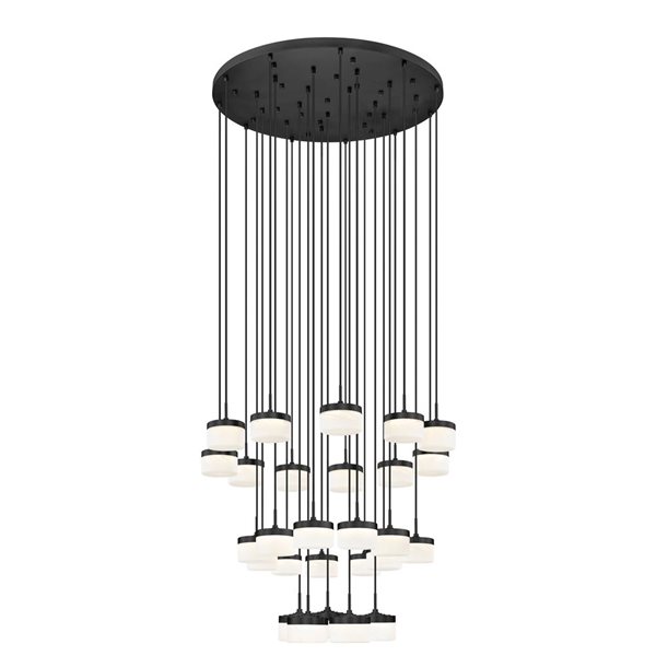 Z-Lite Renaud 27-Light Chandelier w/ Feathered White Glass Shade - Matte Black