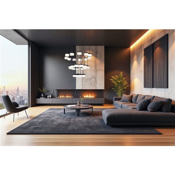 Z-Lite Renaud 27-Light Chandelier w/ Feathered White Glass Shade - Matte Black