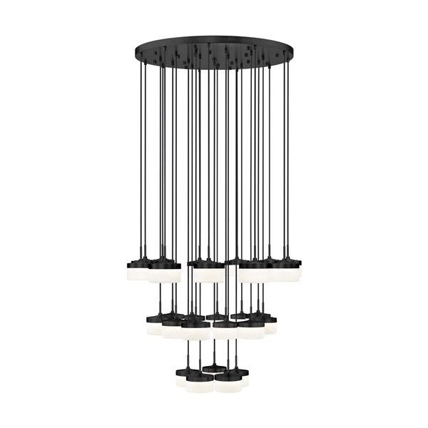 Z-Lite Renaud 27-Light Chandelier w/ Feathered White Glass Shade - Matte Black