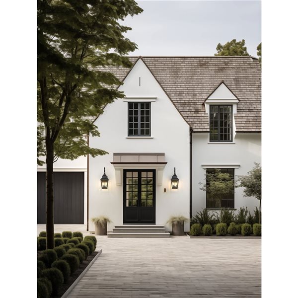 Z-Lite Raphael 2-Light Outdoor Wall Lantern 24-in w/ Clear Seeded Glass Shade - Sand Black