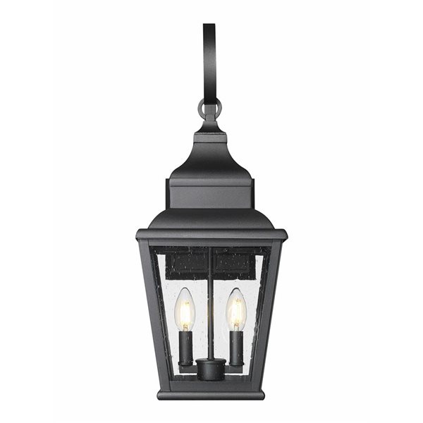 Z-Lite Raphael 2-Light Outdoor Wall Lantern 24-in w/ Clear Seeded Glass Shade - Sand Black
