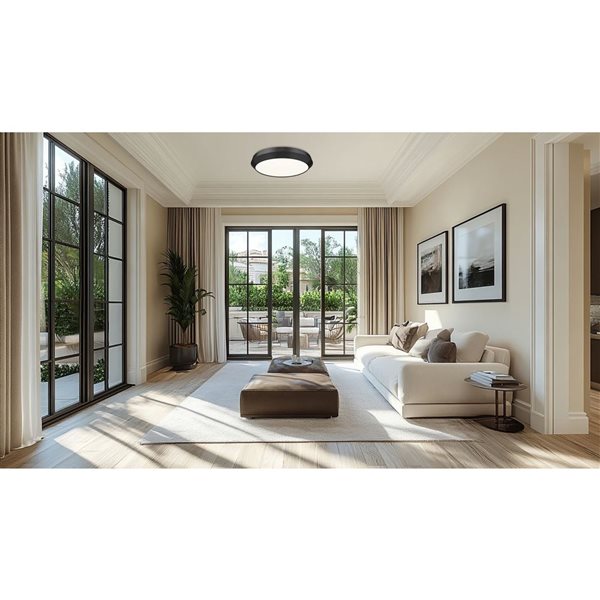 Z-Lite Quasars 1-Light Flush Mount Ceiling Light 20-in - Matte Black