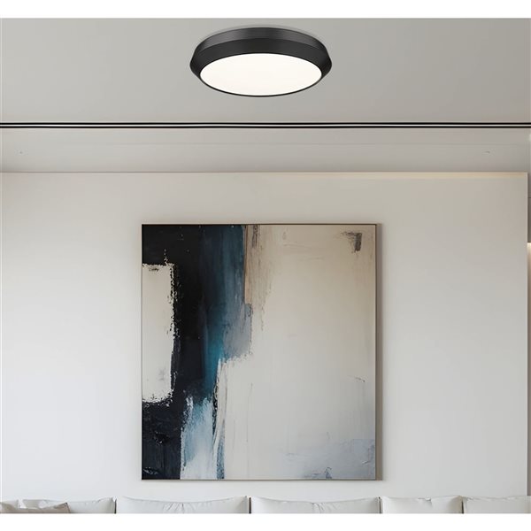 Z-Lite Quasars 1-Light Flush Mount Ceiling Light 20-in - Matte Black