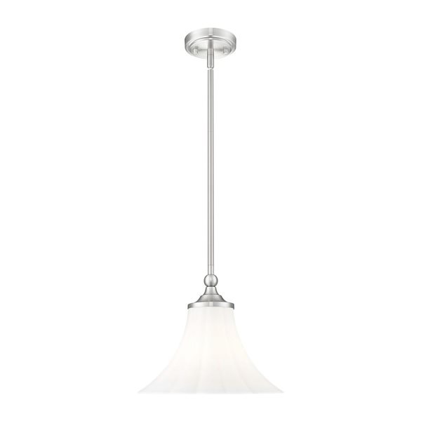 Z-Lite Fleur 1-Light Pendant w/ Opal Etched Glass Shade - Brushed Nickel